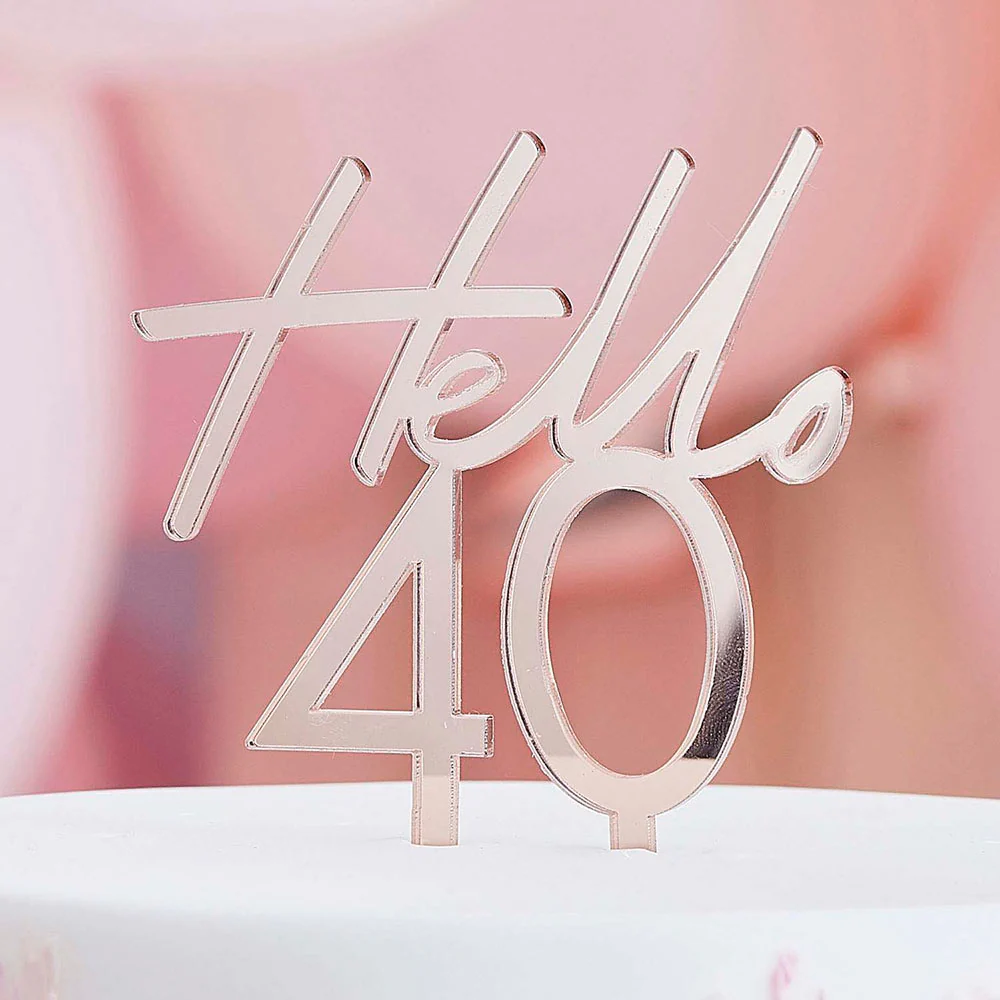 Topper Cumpleaños Oro Rosa 'Hello 40' - Image 2
