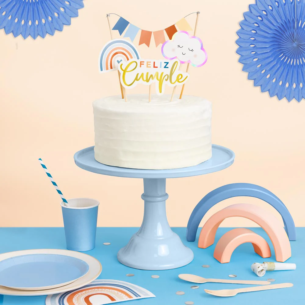 Toppers Cumple Boho Chic Azul Pastel - Image 3