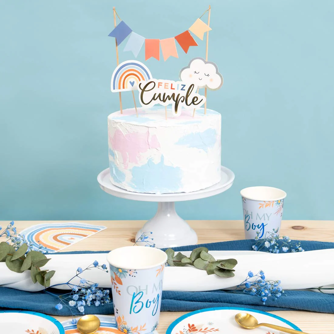 Vaso Cartón 270 cc Oh My Boy Azul Pastel - Image 2