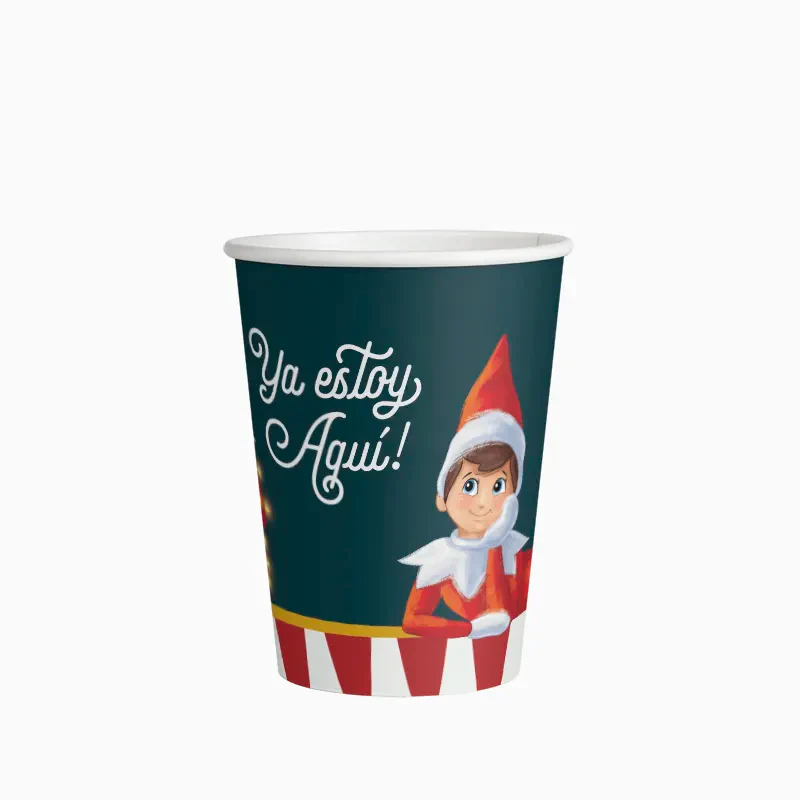 Vaso Cartón 270 cc Elfo Travieso - The Elf on the Shelf