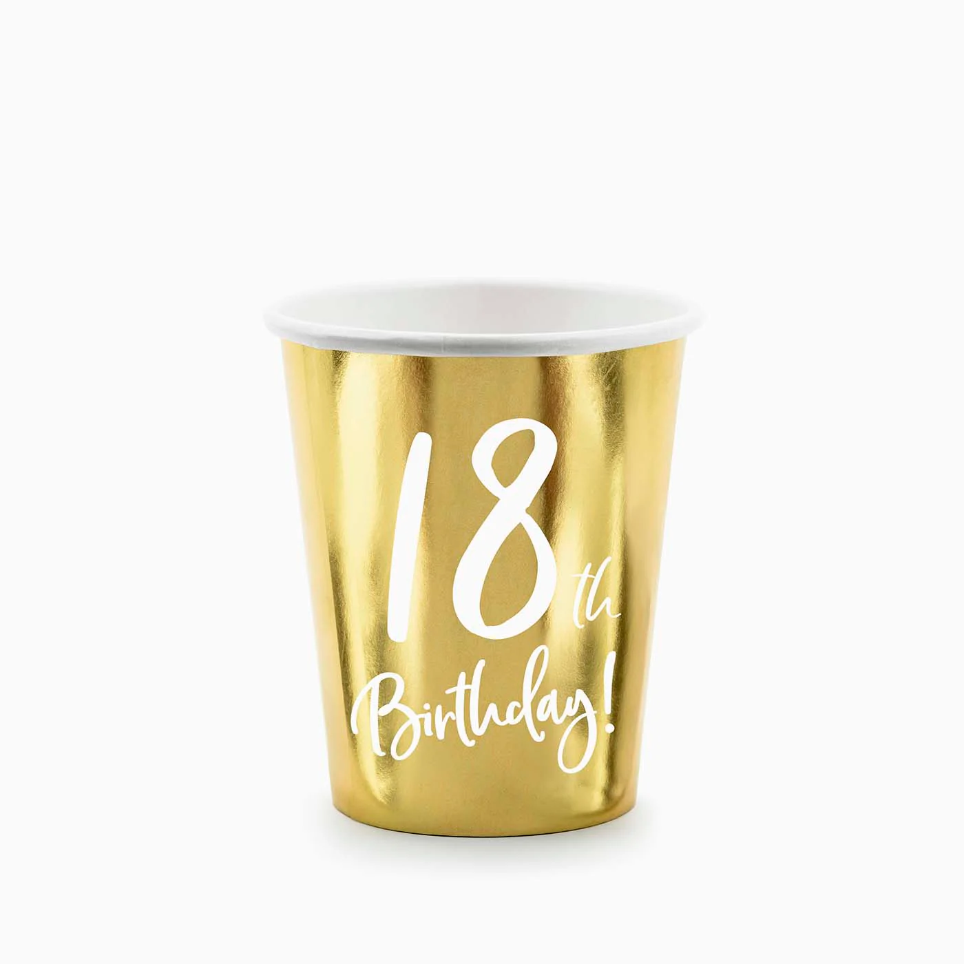Vaso Cumpleaños Cartón 220 cc Oro '18th Birthday'