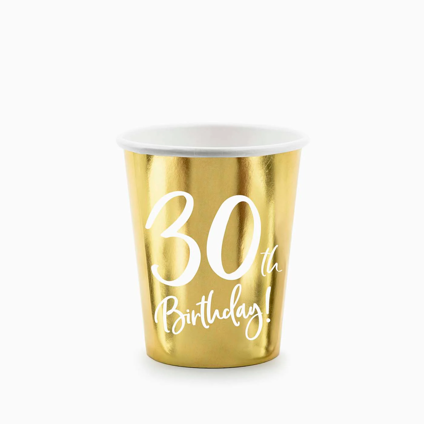 Vaso Cumpleaños Cartón 220 cc Oro '30th Birthday'