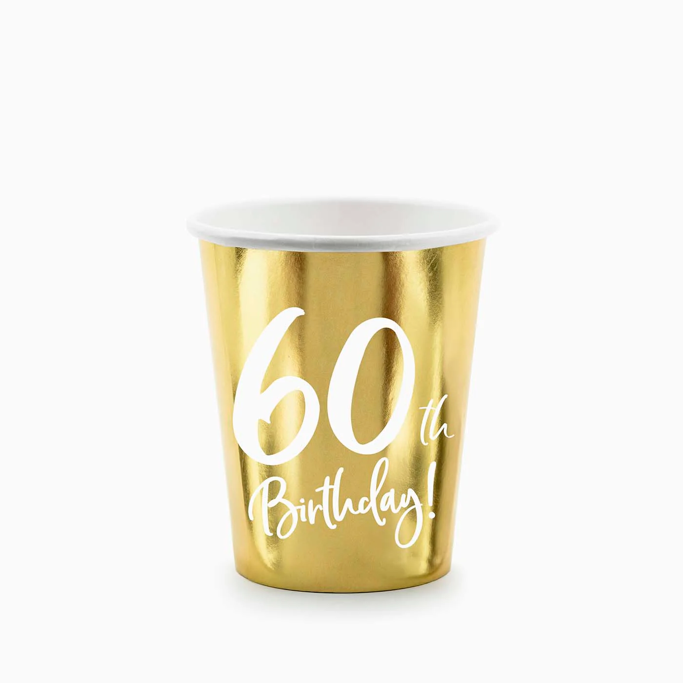 Vaso Cumpleaños Cartón 220 cc Oro '60th Birthday'