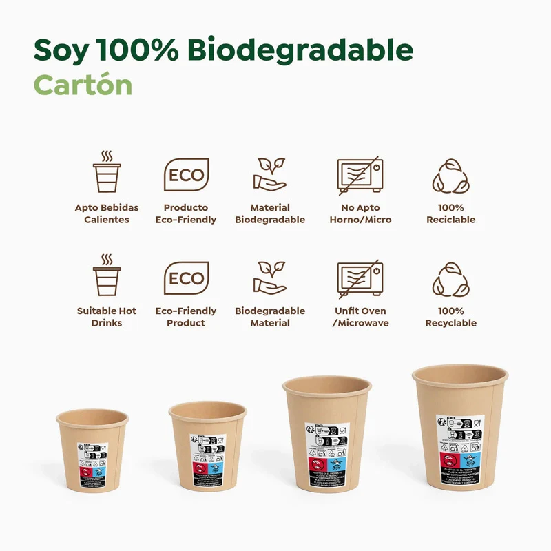 Vaso Cartón + PE 200 cc Kraft Take Away (25 uds) - Image 10