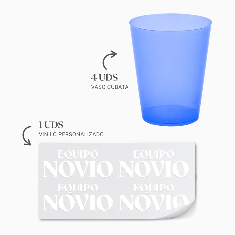 Vaso Cubata Ancho Azul 480 cc Despedida Equipo Novio - Image 3