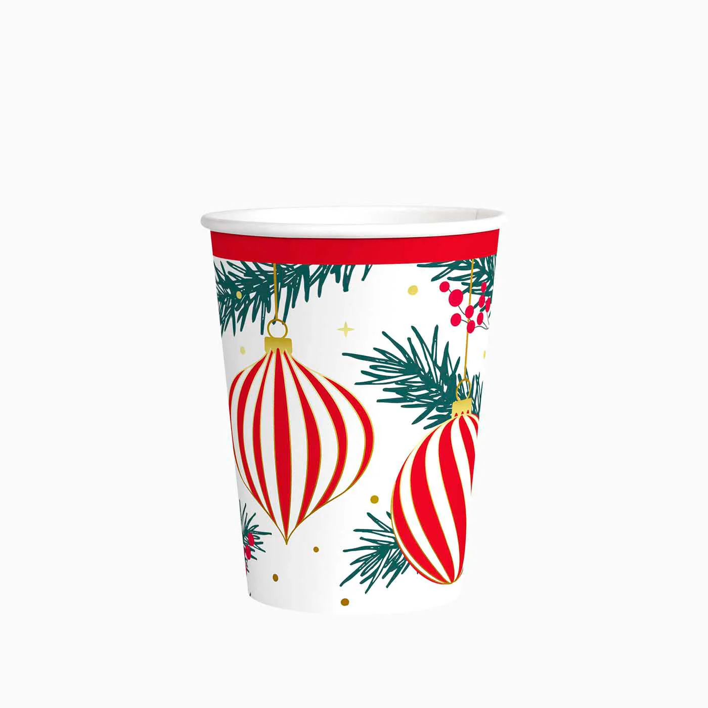 Vaso Cartón Navidad 270 cc Adornos