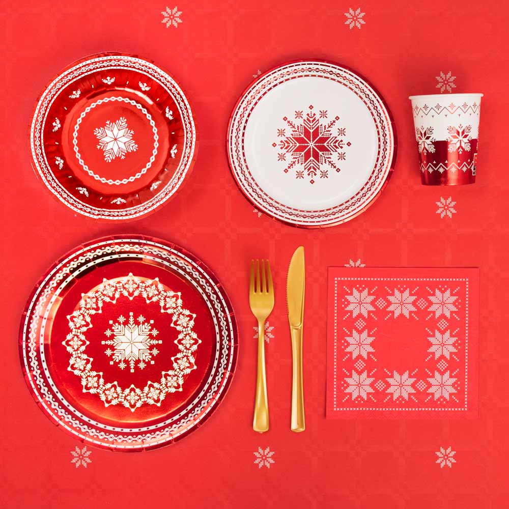 Vaso Cartón Navidad 270 cc Jacquard Rojo - Image 4