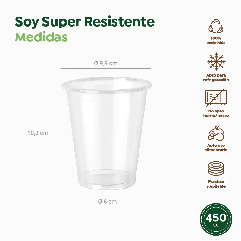 Vaso Plástico PP Irrompible 450 cc Transparente (50 uds) - Image 4