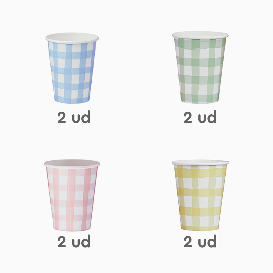 Vasos Cartón Vichy Pastel - Image 3