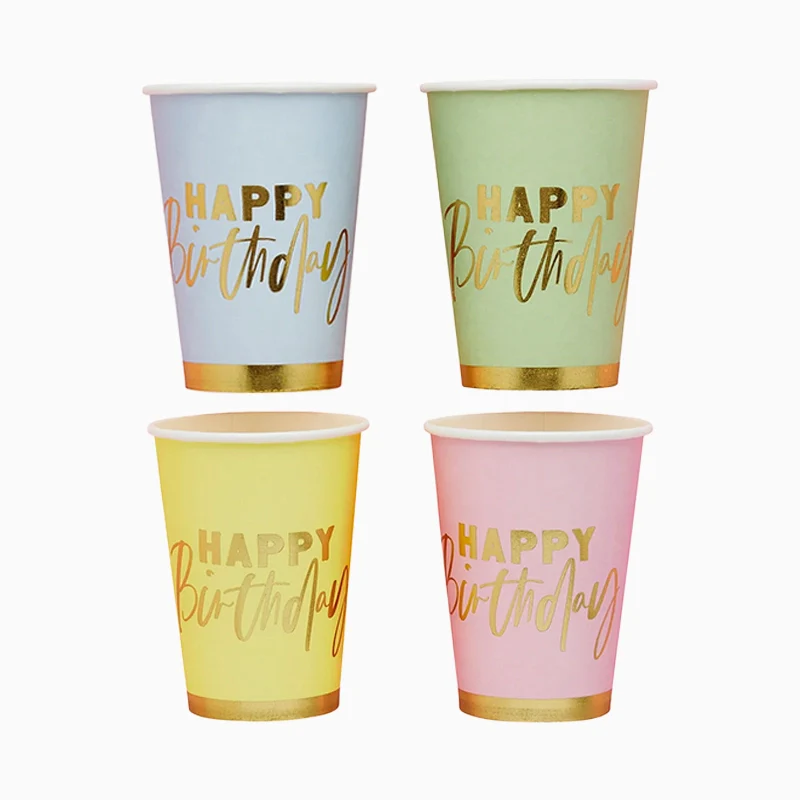 Vaso Cartón 'Happy Birthday' Colores Pastel - Image 2