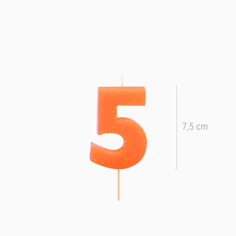 Vela Número Flúor 7.5 cm Naranja - Image 28