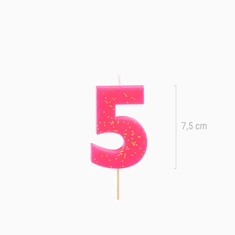 Vela Número Flúor 7.5 cm Rosa - Image 31