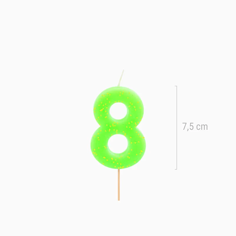 Vela Número Flúor 7.5 cm Verde - Image 25