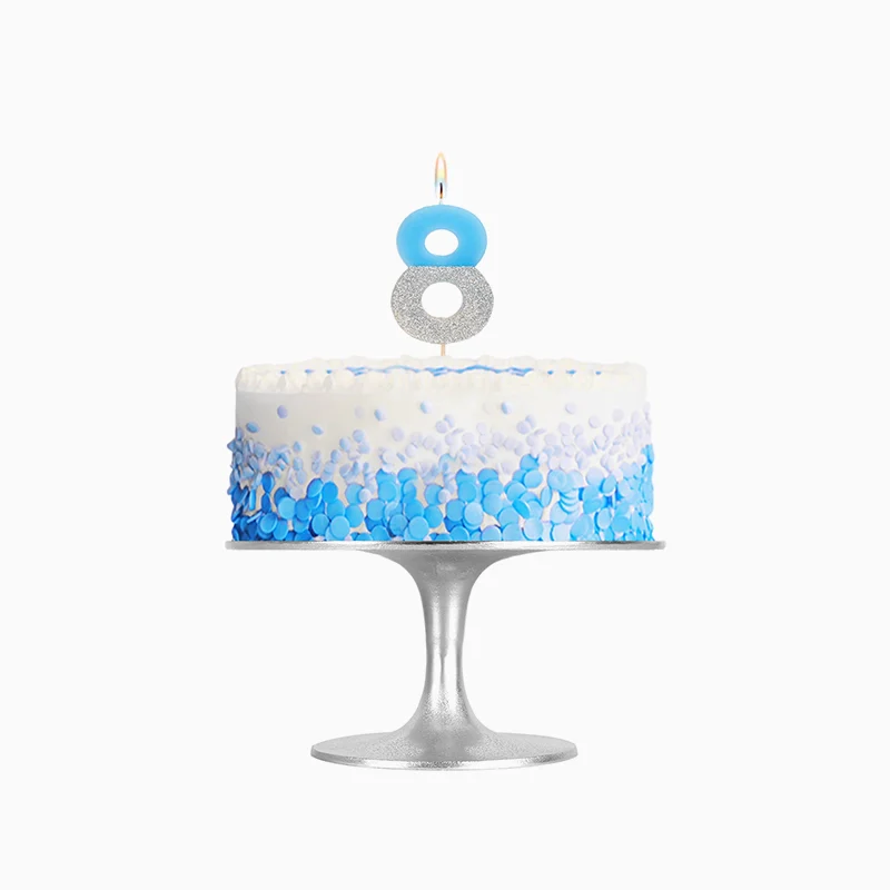 Vela Número Glitter 7 cm Bicolor Azul y Plata - Image 21