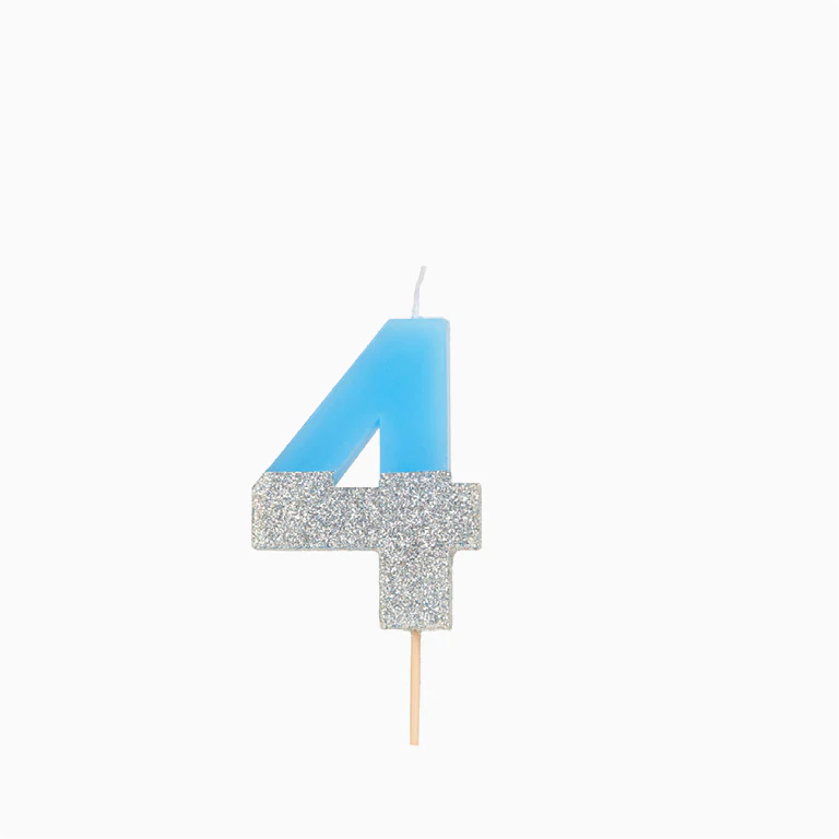 Vela Número Glitter 7 cm Bicolor Azul y Plata - Image 7