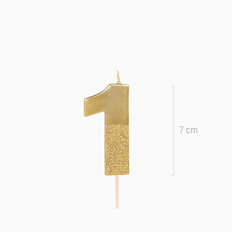 Vela Número Glitter 7 cm Bicolor Oro - Image 24