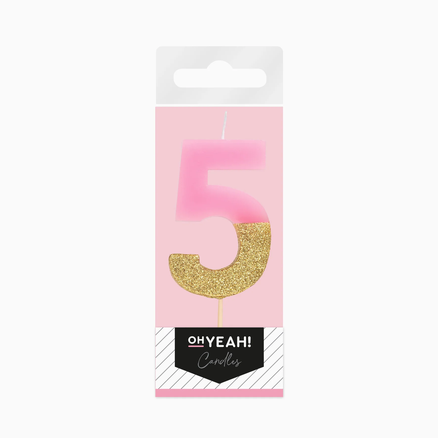 Vela Número Glitter 7 cm Bicolor Rosa y Oro - Image 41