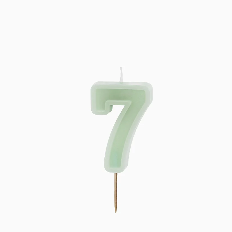Vela Número Pastel 6 cm Verde Menta - Image 10