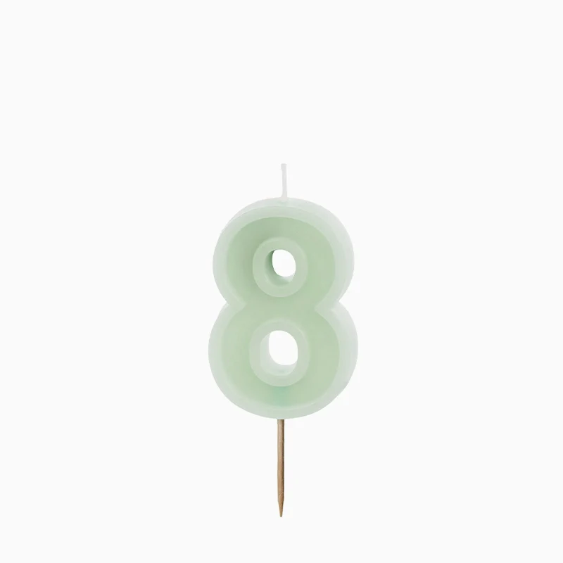 Vela Número Pastel 6 cm Verde Menta - Image 11