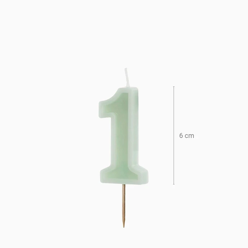 Vela Número Pastel 6 cm Verde Menta - Image 21