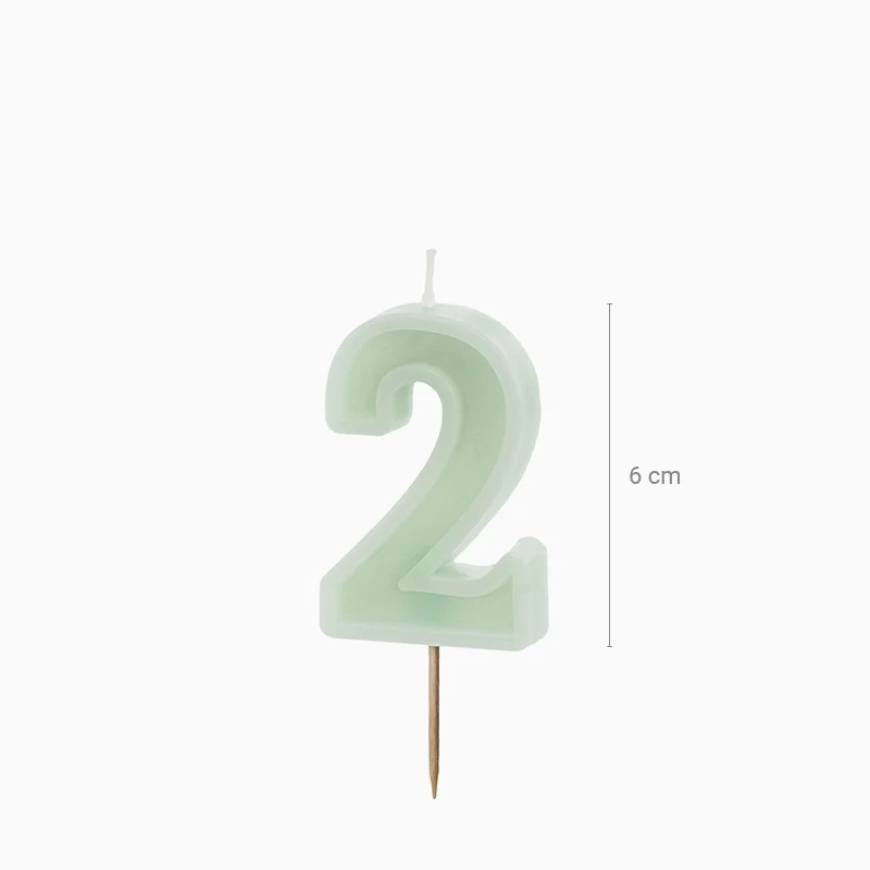 Vela Número Pastel 6 cm Verde Menta - Image 24