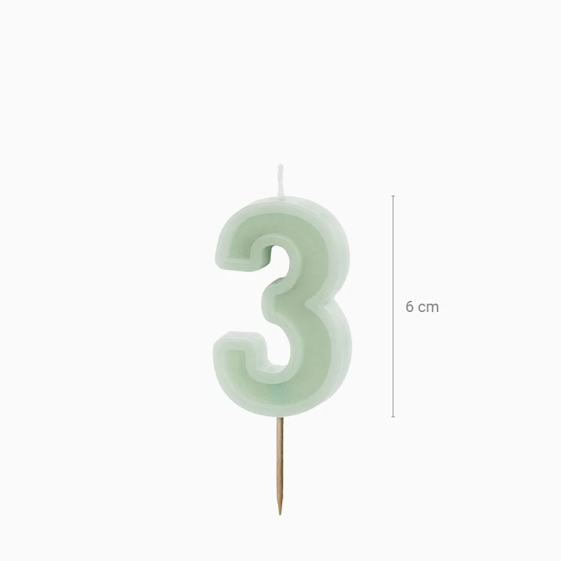 Vela Número Pastel 6 cm Verde Menta - Image 25
