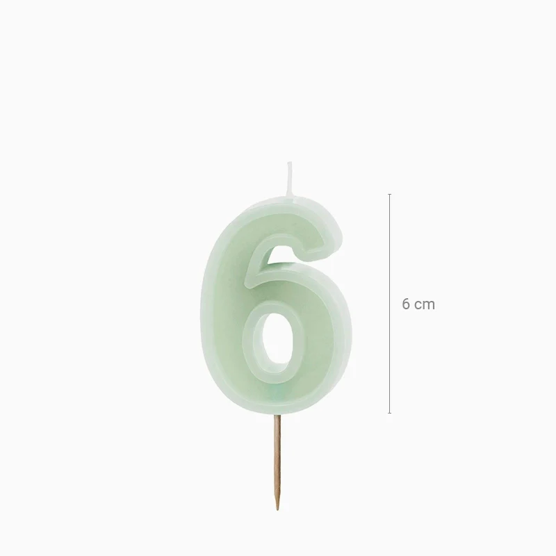 Vela Número Pastel 6 cm Verde Menta - Image 28