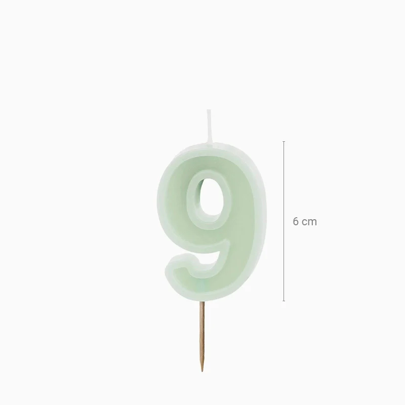 Vela Número Pastel 6 cm Verde Menta - Image 31