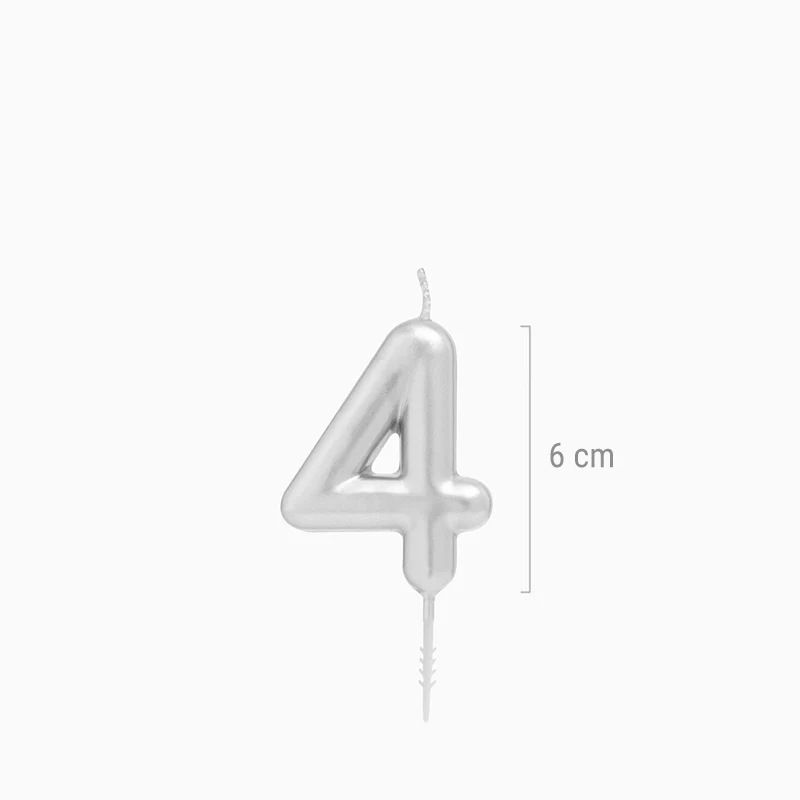Vela Número Pequeña Metalizada 6 cm Plata - Image 26
