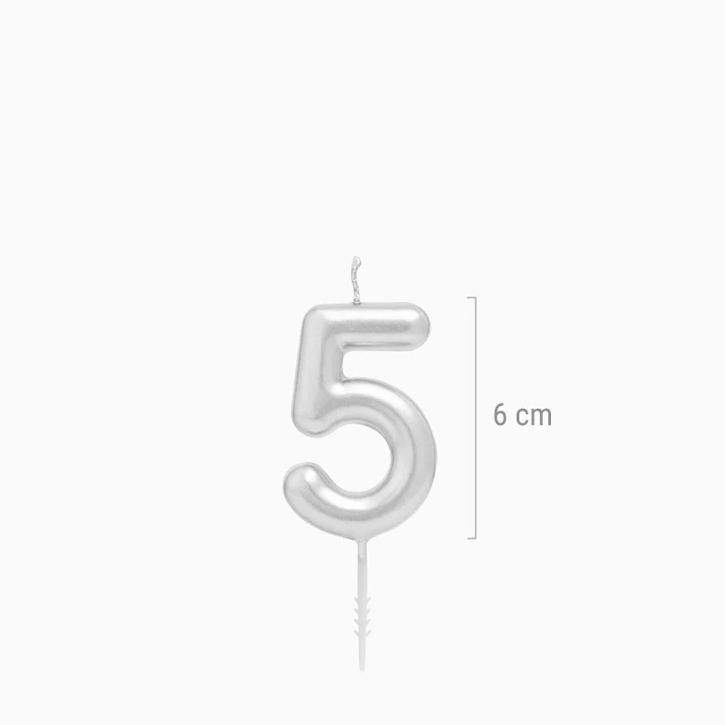 Vela Número Pequeña Metalizada 6 cm Plata - Image 27