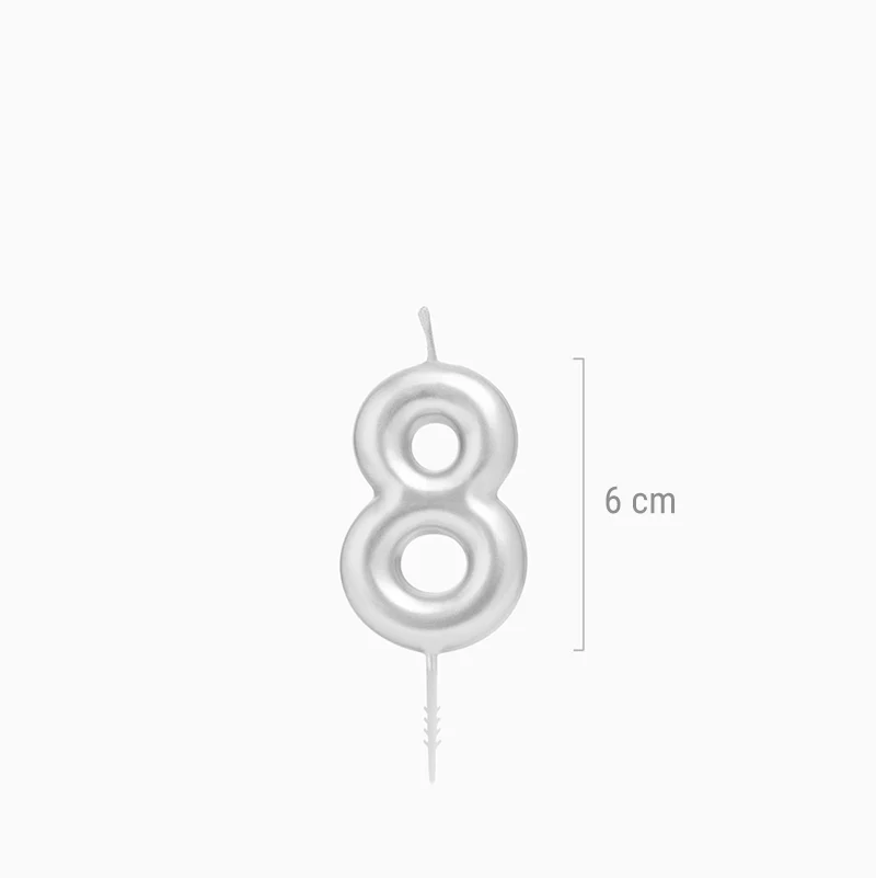 Vela Número Pequeña Metalizada 6 cm Plata - Image 30