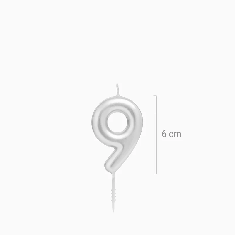 Vela Número Pequeña Metalizada 6 cm Plata - Image 31