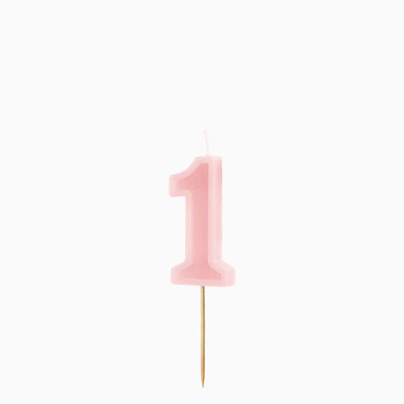 Vela Número Pequeña 6 cm Rosa Pastel - Image 4