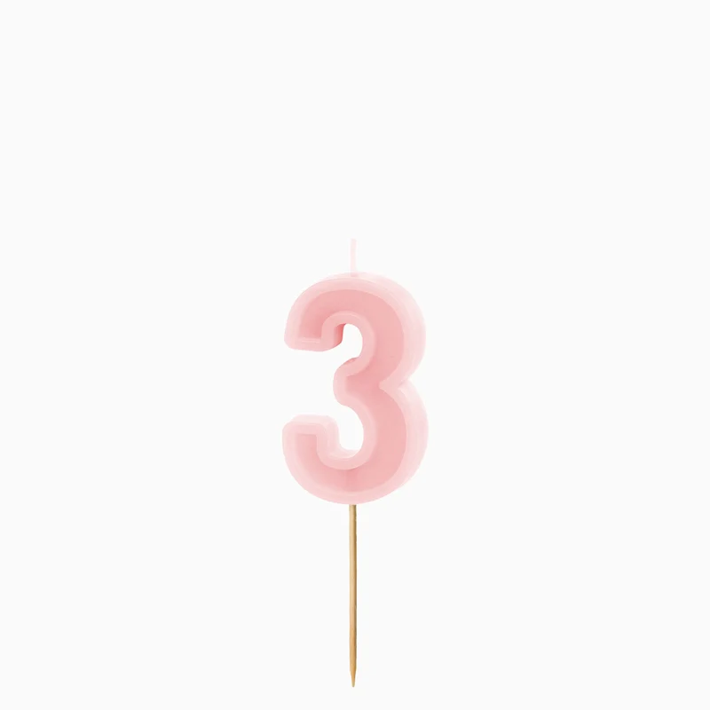 Vela Número Pequeña 6 cm Rosa Pastel - Image 6