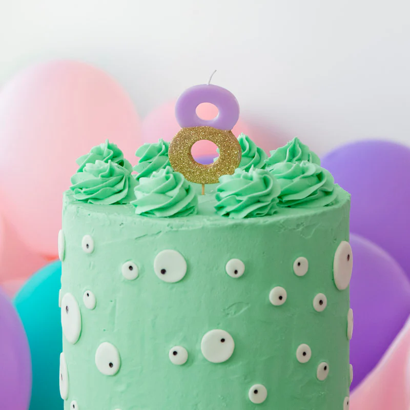 Vela Número Glitter 7 cm Bicolor Lila y Oro - Image 27