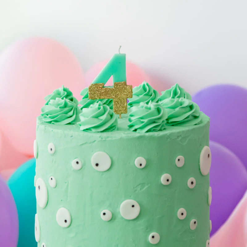 Vela Número Glitter 7 cm Bicolor Menta y Oro - Image 18