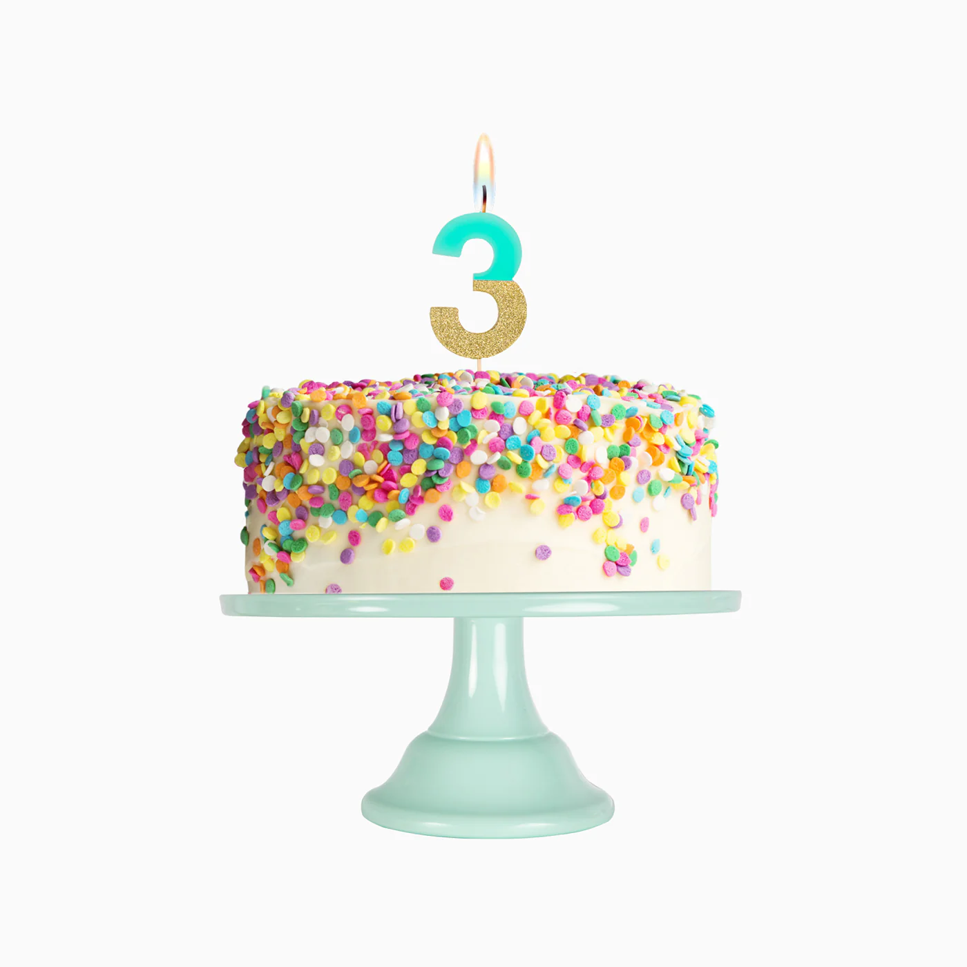 Vela Número Glitter 7 cm Bicolor Menta y Oro - Image 23