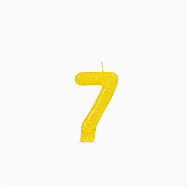 Vela Número Pequeña Glitter 8.5 cm Amarillo - Image 10
