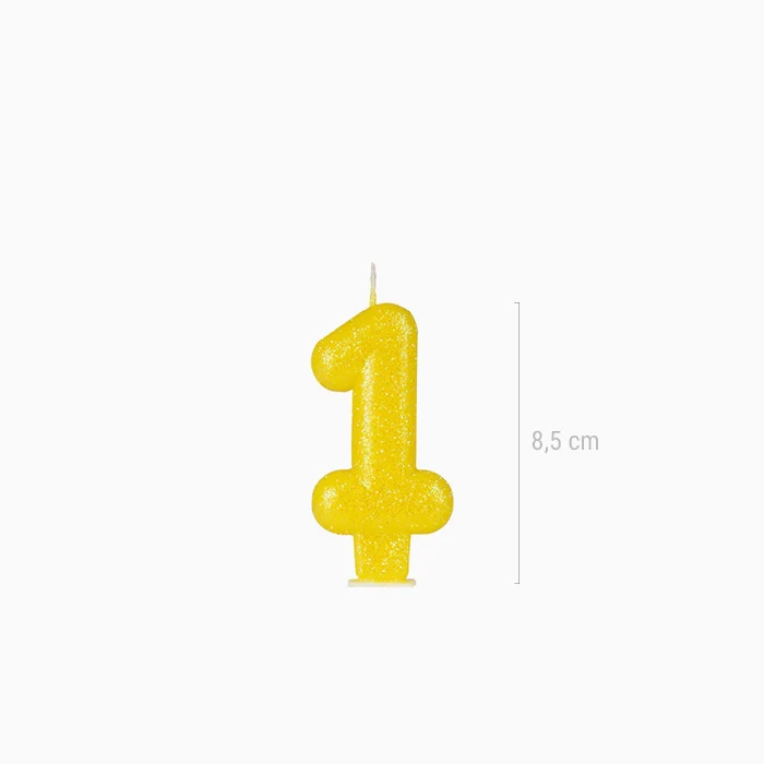 Vela Número Pequeña Glitter 8.5 cm Amarillo - Image 15