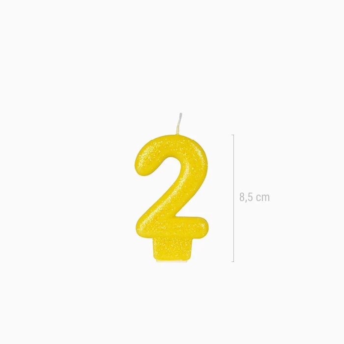 Vela Número Pequeña Glitter 8.5 cm Amarillo - Image 16