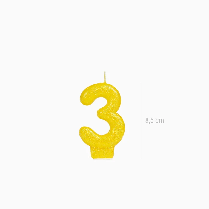 Vela Número Pequeña Glitter 8.5 cm Amarillo - Image 17