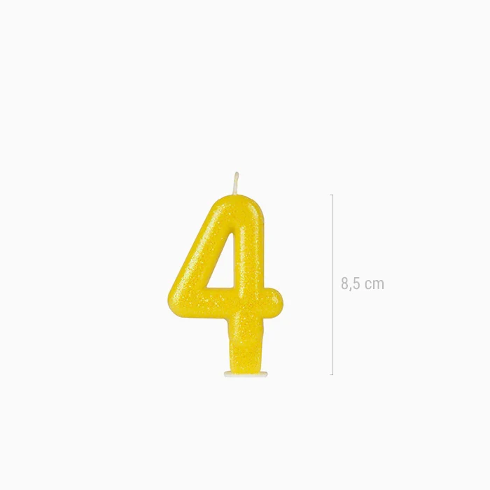 Vela Número Pequeña Glitter 8.5 cm Amarillo - Image 18