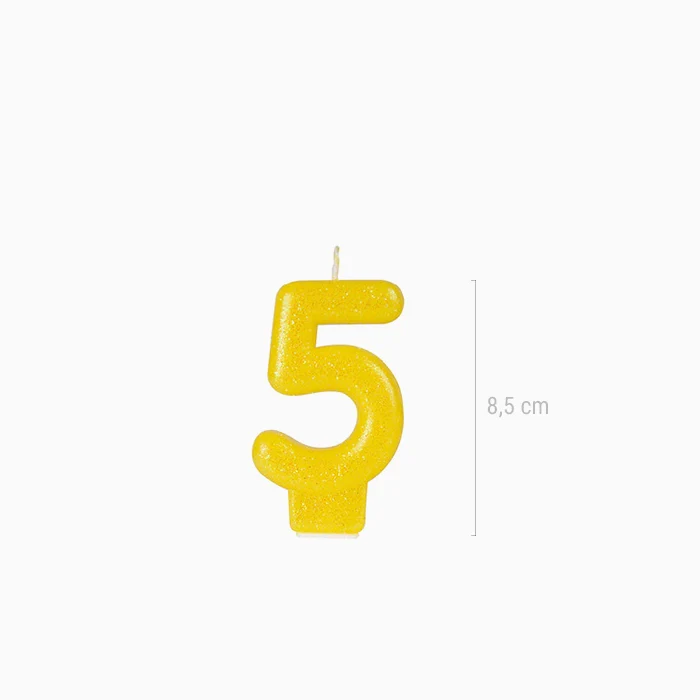Vela Número Pequeña Glitter 8.5 cm Amarillo - Image 19