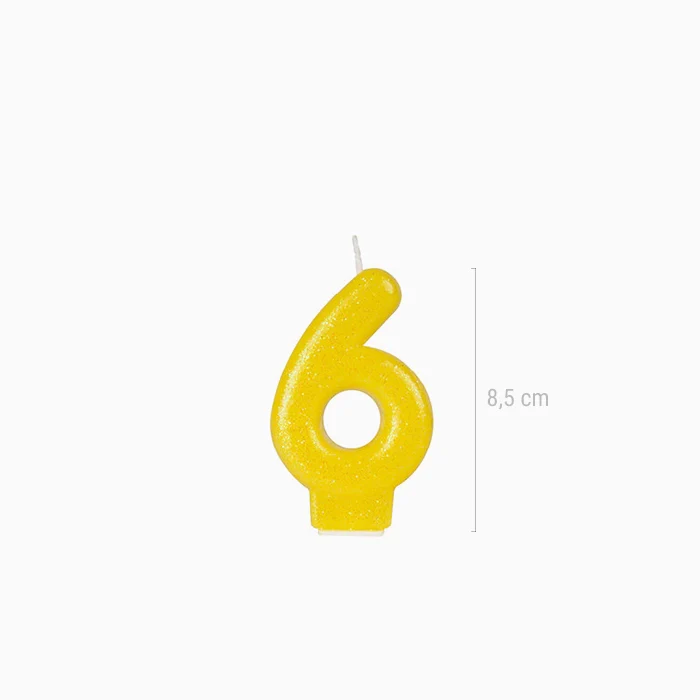 Vela Número Pequeña Glitter 8.5 cm Amarillo - Image 20