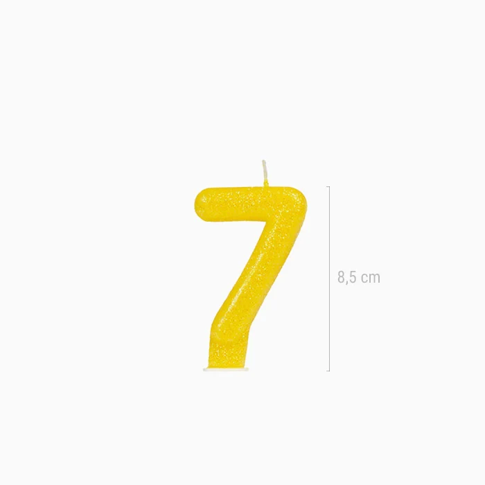 Vela Número Pequeña Glitter 8.5 cm Amarillo - Image 21