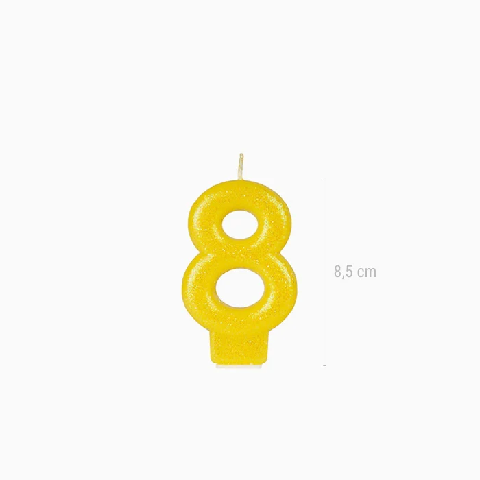 Vela Número Pequeña Glitter 8.5 cm Amarillo - Image 22