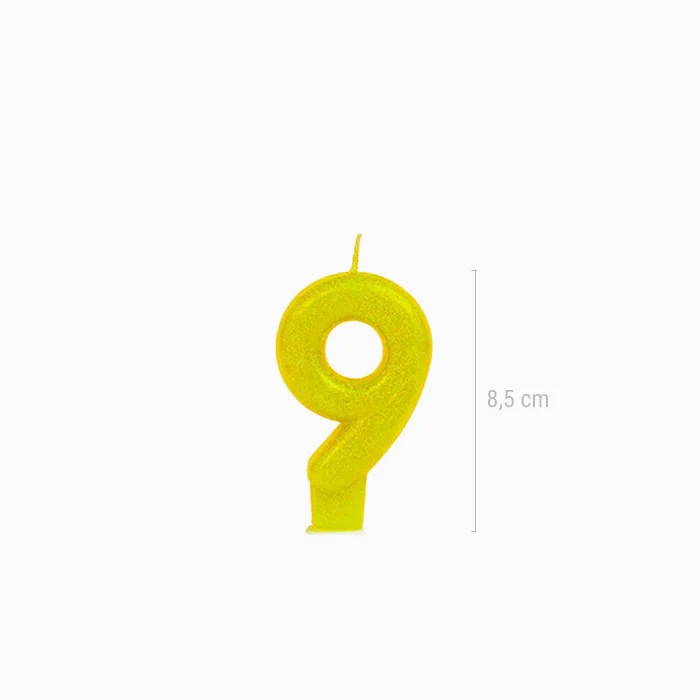Vela Número Pequeña Glitter 8.5 cm Amarillo - Image 23