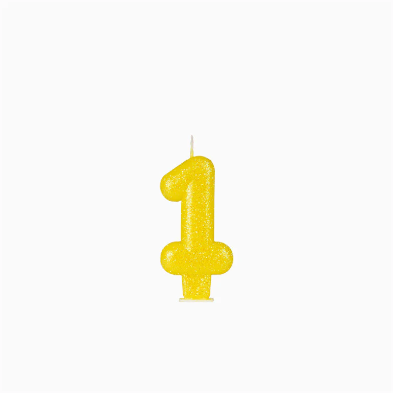 Vela Número Pequeña Glitter 8.5 cm Amarillo - Image 4