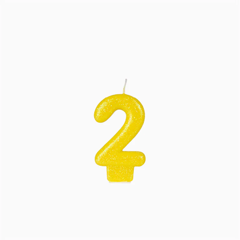 Vela Número Pequeña Glitter 8.5 cm Amarillo - Image 5