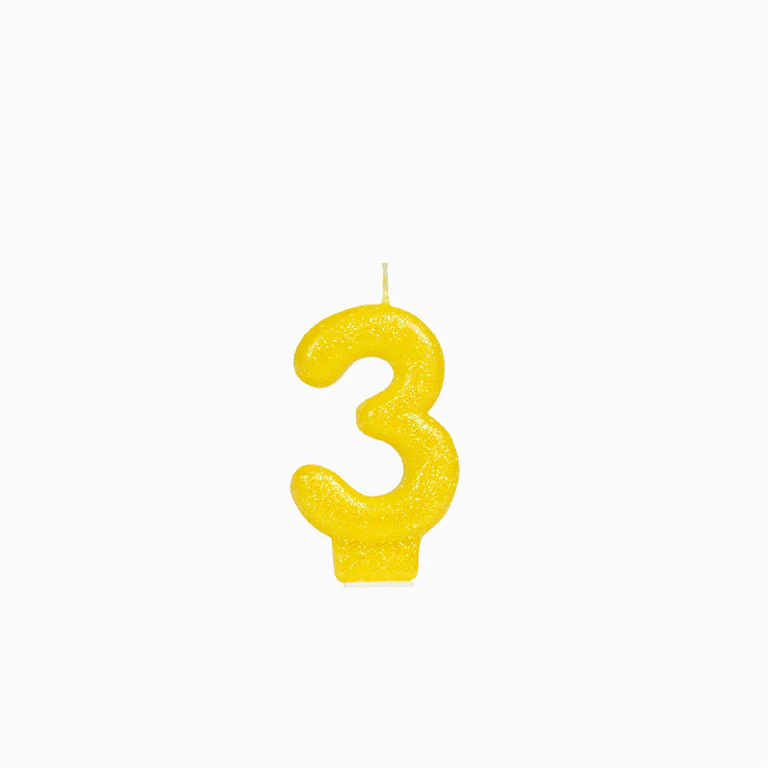 Vela Número Pequeña Glitter 8.5 cm Amarillo - Image 6